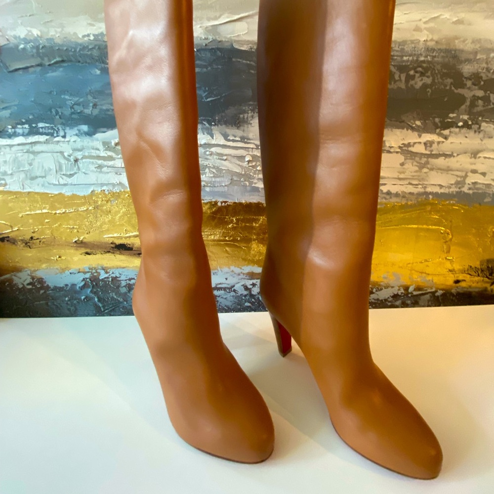 Authentic Christian Louboutin tan knee high boots